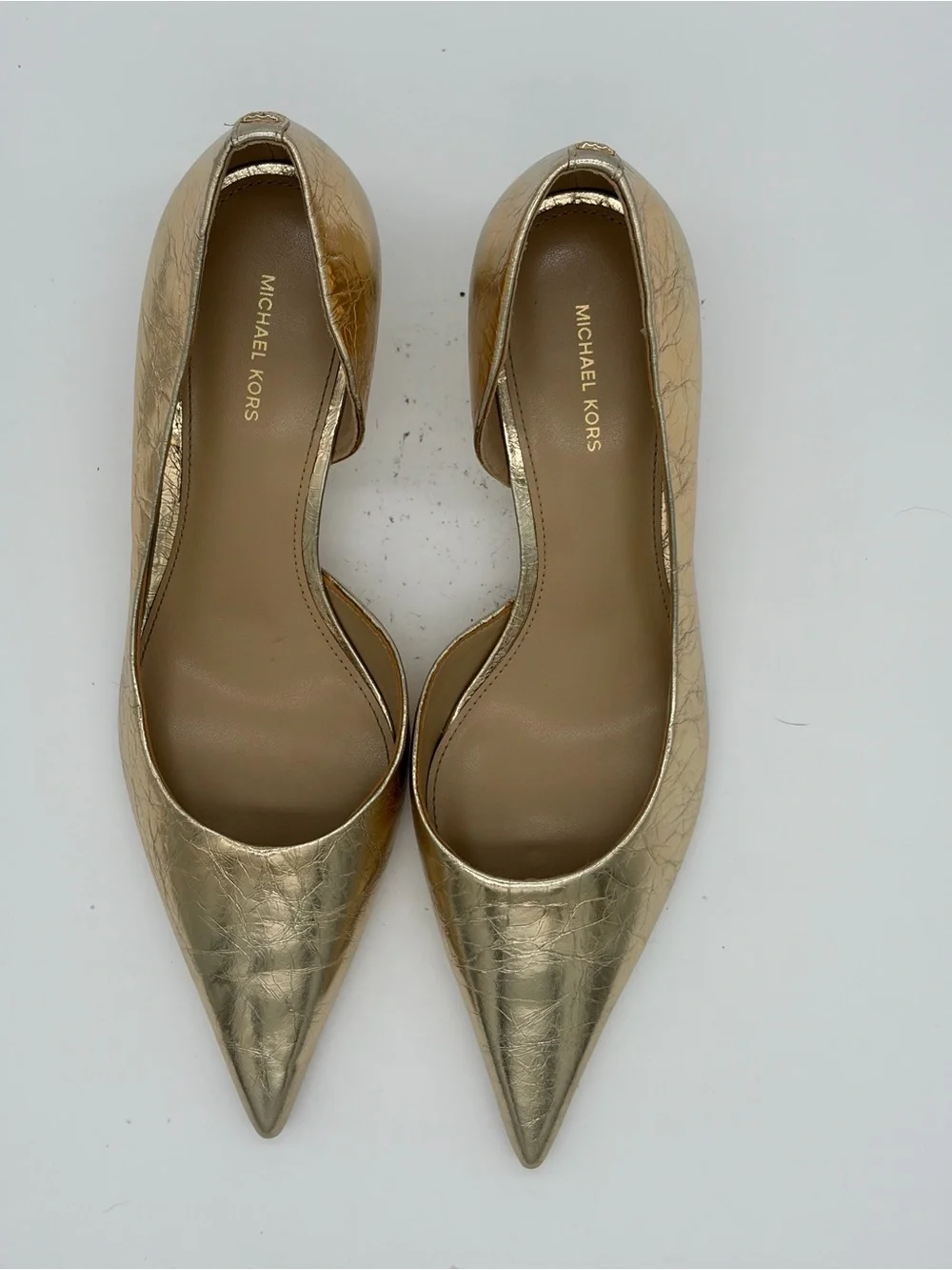 Michael Kors Metallic Gold Pointed D'Orsay Pumps